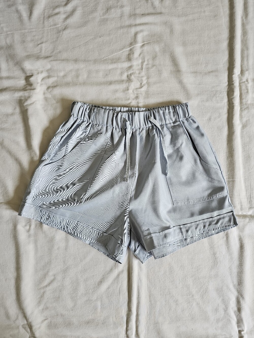 Light Blue Women's Elastic Waist Shorts